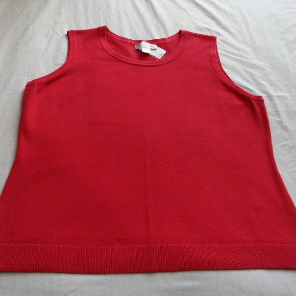 CHRISTOPHER & BANKS Hot Pink Sleeveless CREW Neck Knit Top Sweater Sz X-LARGE - Picture 2 of 6